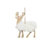 New Suspension renne laine coloris blanc en bois - 10 x 2,5 x 10 cm