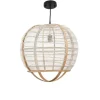 Suspension ronde en bois et lin Pella - Ø 45 x H 43,5 cm