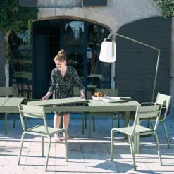 Online FERMOB Table 2 allonges en aluminium coloris cactus Oléron - 155/255 x 100 x 74 cm