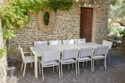 New FERMOB Table avec rallonges coloris gris en acier Oléron - 82 x 82 x 74 cm