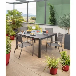 Outlet Table coloris noir en aluminium Caméline II Proloisirs - 140 x 140 x 200 cm