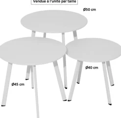 Table d'appoint ronde en acier époxy blanc - PROLOISIRS Massai - Ø50 cm