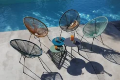 Table d'appoint ronde en acier époxy blanc - PROLOISIRS Massai - Ø50 cm