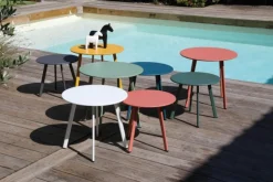 Table d'appoint ronde en acier époxy blanc - PROLOISIRS Massai - Ø50 cm