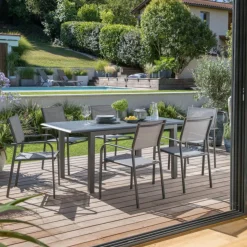 Best Table en aluminium graphite Caméline II - 130/180 x 84 cm