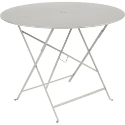 Outlet FERMOB Table pliante ronde en acier gris argile Bistro - 96 x 96 x 74 cm