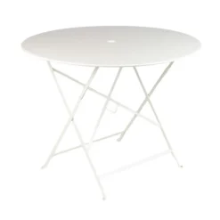 Hot FERMOB Table ronde pliante Bistro en acier coloris blanc coton Ø 96 cm