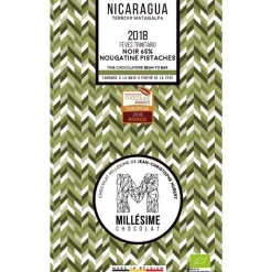 Discount MILLÉSIME CHOCOLAT Tablette de chocolat noir (65 %) du Nicaragua à la nougatine et pistache 75 g