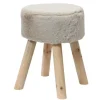 Sale KAEMINGK Tabouret fausse fourrure coloris beige en polyester - Ø 30 cm