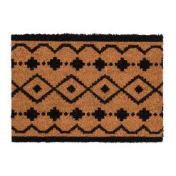 Best SWEETSOL Tapis brosse coco beige imprimé noir Ethnique - 60 x 40 cm