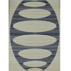 Online Tapis d'extérieur en polypropylène recyclé noir et beige Ovalie - 270 x 180 cm