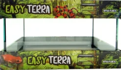 Clearance REPTILE PLANET Terrarium étanche pour reptile, amphibien et insecte en verre coloris noir Easy Terra - Taille M 40 x 26 x 23 cm monté