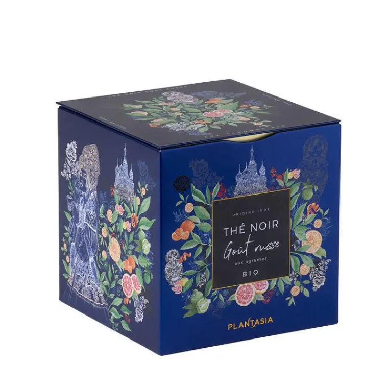 Discount PLANTASIA Thé noir goût russe bio en boite métal bleu - 24 sachets