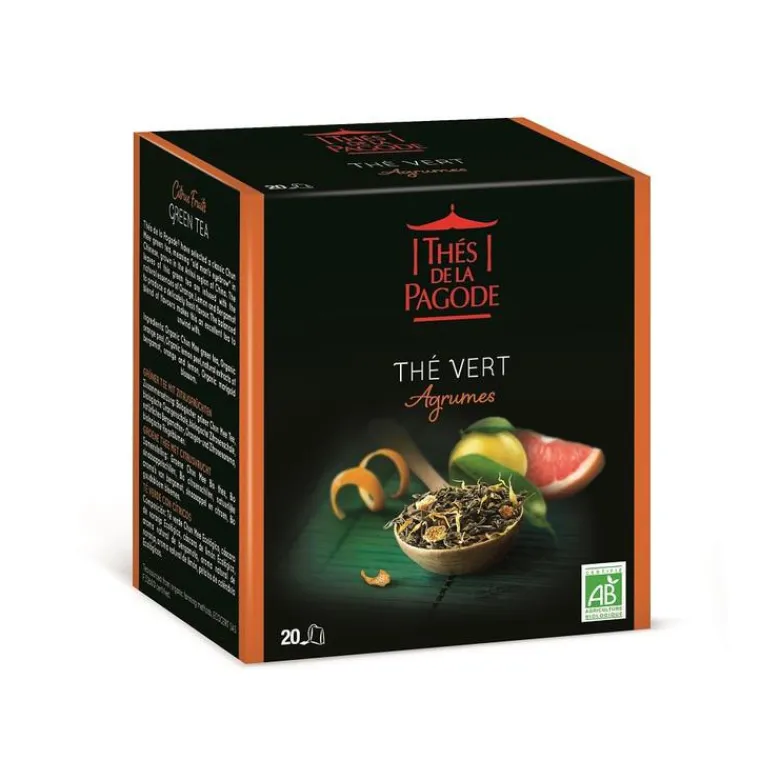 Clearance THES DE LA PAGODE Thé vert Agrumes bio Thés de la Pagode - 40 g / 20 infusettes