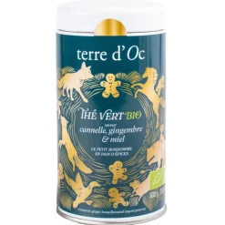 Hot TERRE D'OC Thé vert gingembre cannelle miel bio - 100 g