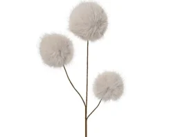 Discount KAEMINGK Tige artificielle avec boules duveteuses crème en fausse fourrure - H 70 cm