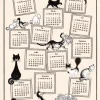 Discount WINKLER Torchon beige en coton motif chats Dubout Calendrier 2026 - 48 x 72 cm
