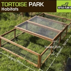 New REPTILES PLANET Tortoise Park pour tortue enclos extérieur grillagé en bois Reptile Planet – 200 x 100 x 25 cm