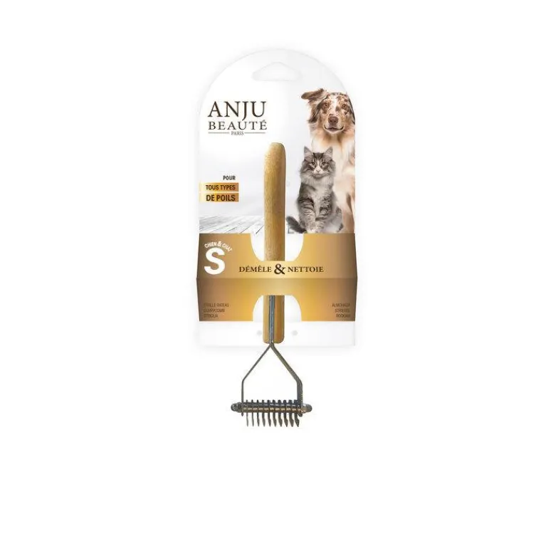 New ANJU BEAUTÉ Étrille râteau pour chien et chat coloris marron Anju Beauté – Taille S
