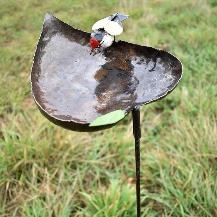 Outlet CHOUETTE AND CO Tuteur métal mangeoire cœur 1 oiseau peint main