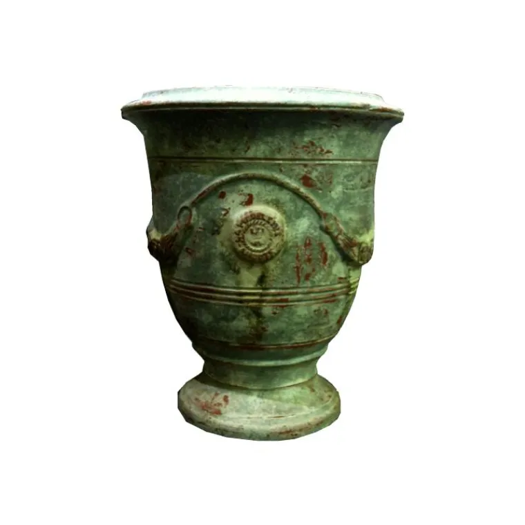 Outlet POTERIE DE LA MADELEINE Vase Anduze patine grise en terre cuite émaillée H 55 x Ø 45 cm