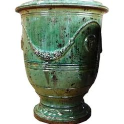 Hot POTERIE DE LA MADELEINE Vase Anduze patine émeraude en terre cuite émaillée H 68 x Ø 53 cm