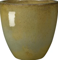 Hot DEROMA Vase en terre cuite émaillée artisanale coloris vert Tonkin Avocado 8/9 - Ø 46 x H 46 cm