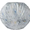 Best KAEMINGK Vase forme coquillage en verre blanc irisé bleu - 23 x 7 x 20 cm