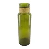 Sale Vase vert olive en verre recyclé et raphia - Ø 15 x H 45 cm