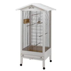 Best FERPLAST Volière pour canaris et oiseaux exotiques coloris blanc en bois Hemmy – 84,5 x 65,5 x 165 cm