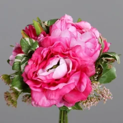 Clearance ART FLORAL Bouquet de pivoines rose vif artificielles - 20 cm