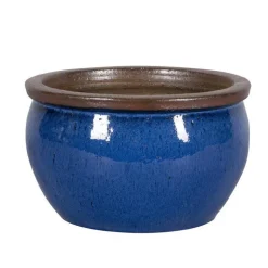 Hot PASSION FOR POTTERY Pot rond Bonn bleu en grès émaillé - Ø 45 x 26 cm
