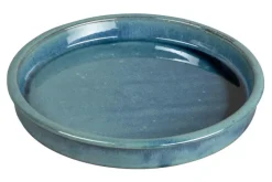 Discount PASSION FOR POTTERY Soucoupe en grès émaillé bleu turquoise Shanghaï - Ø 25 cm